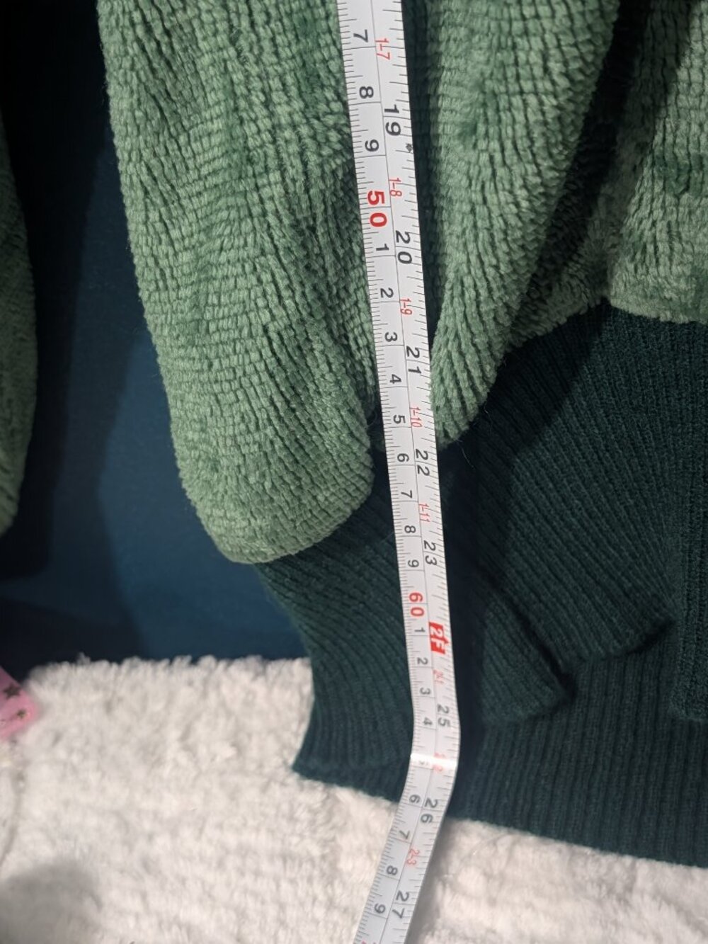 Vintage Gino Paoli Green Striped Chenille Knit Sweater V-Neck Large - Picture 3 of 6
